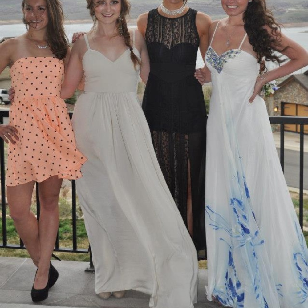 White and Blue Prom Dress
